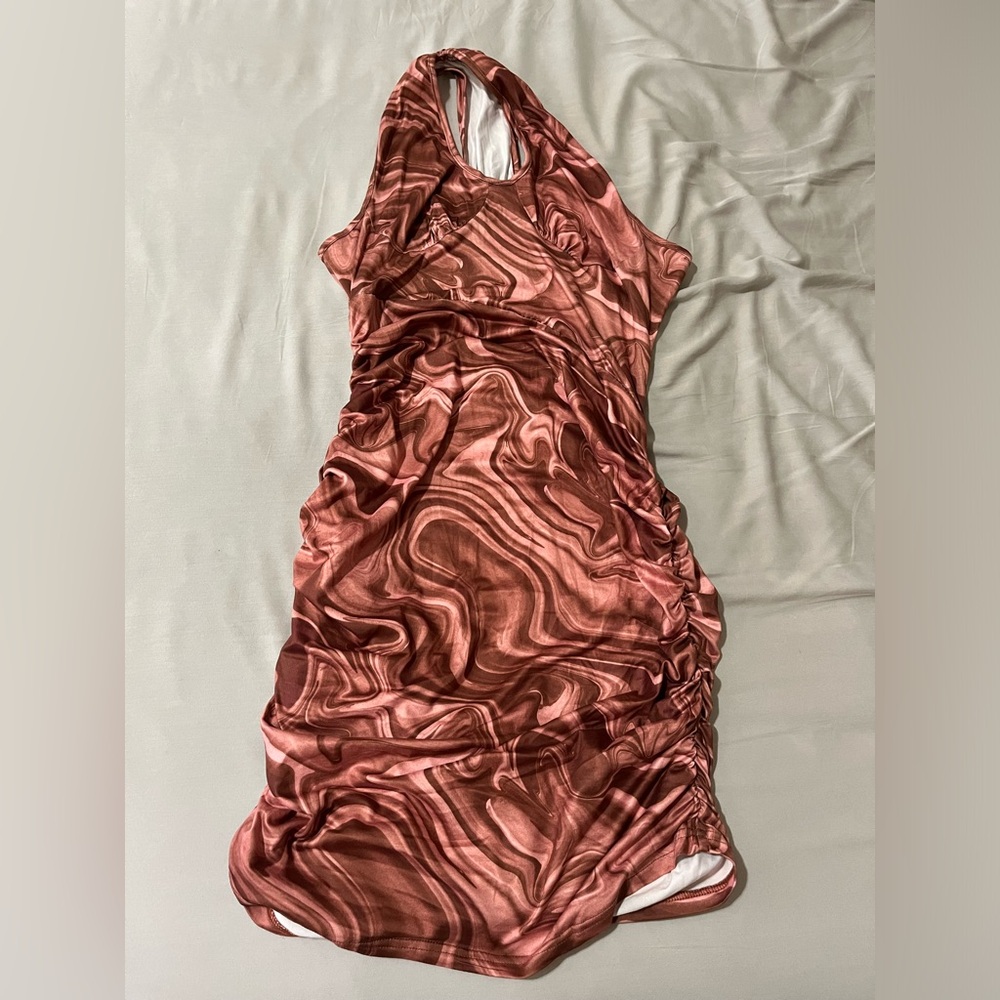 Pink multi colored party dress